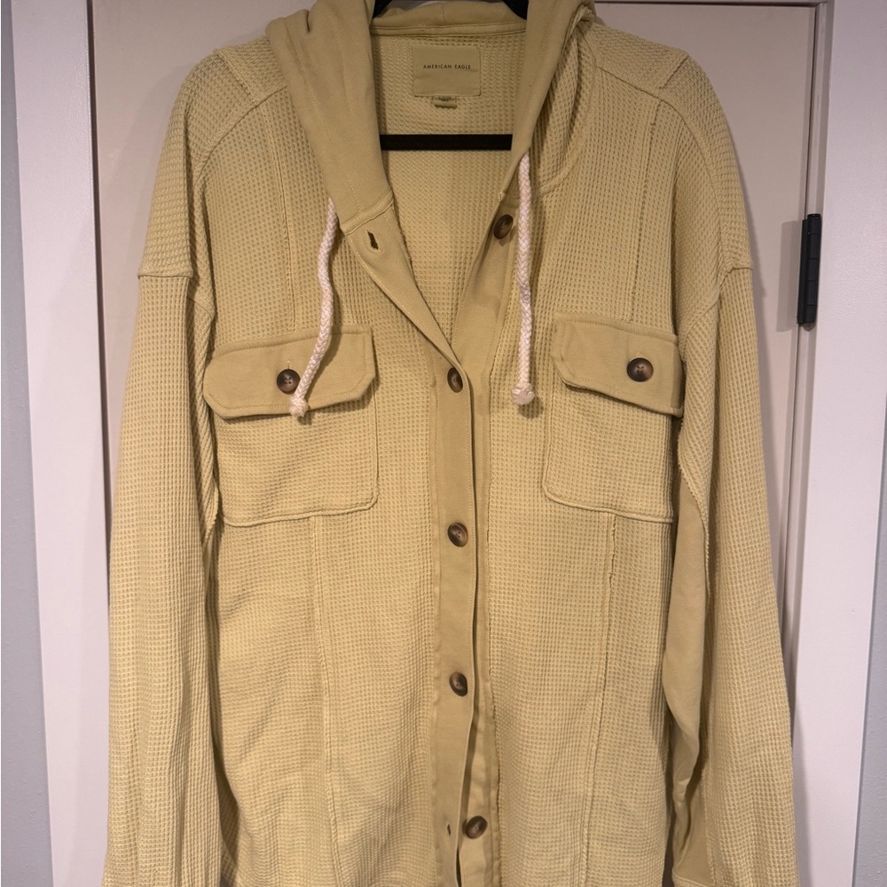 American Eagle Outfitters green/yellow waffle knit top
